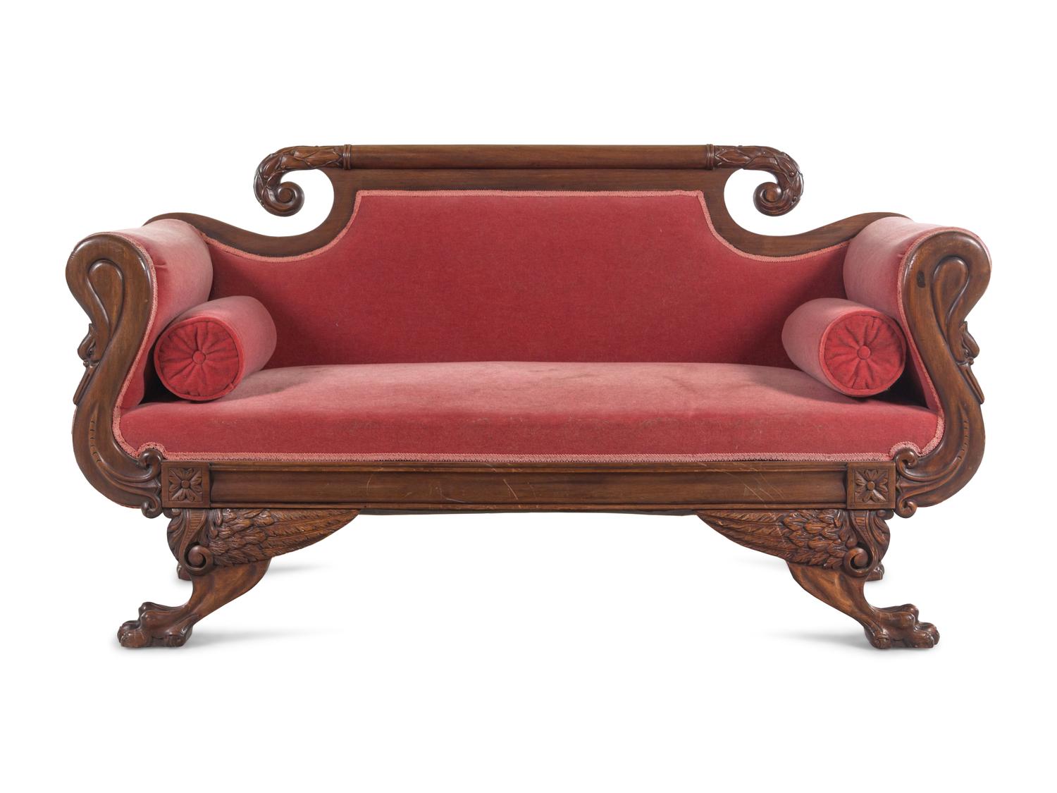 A Classical Style Carved Mahogany Sofa