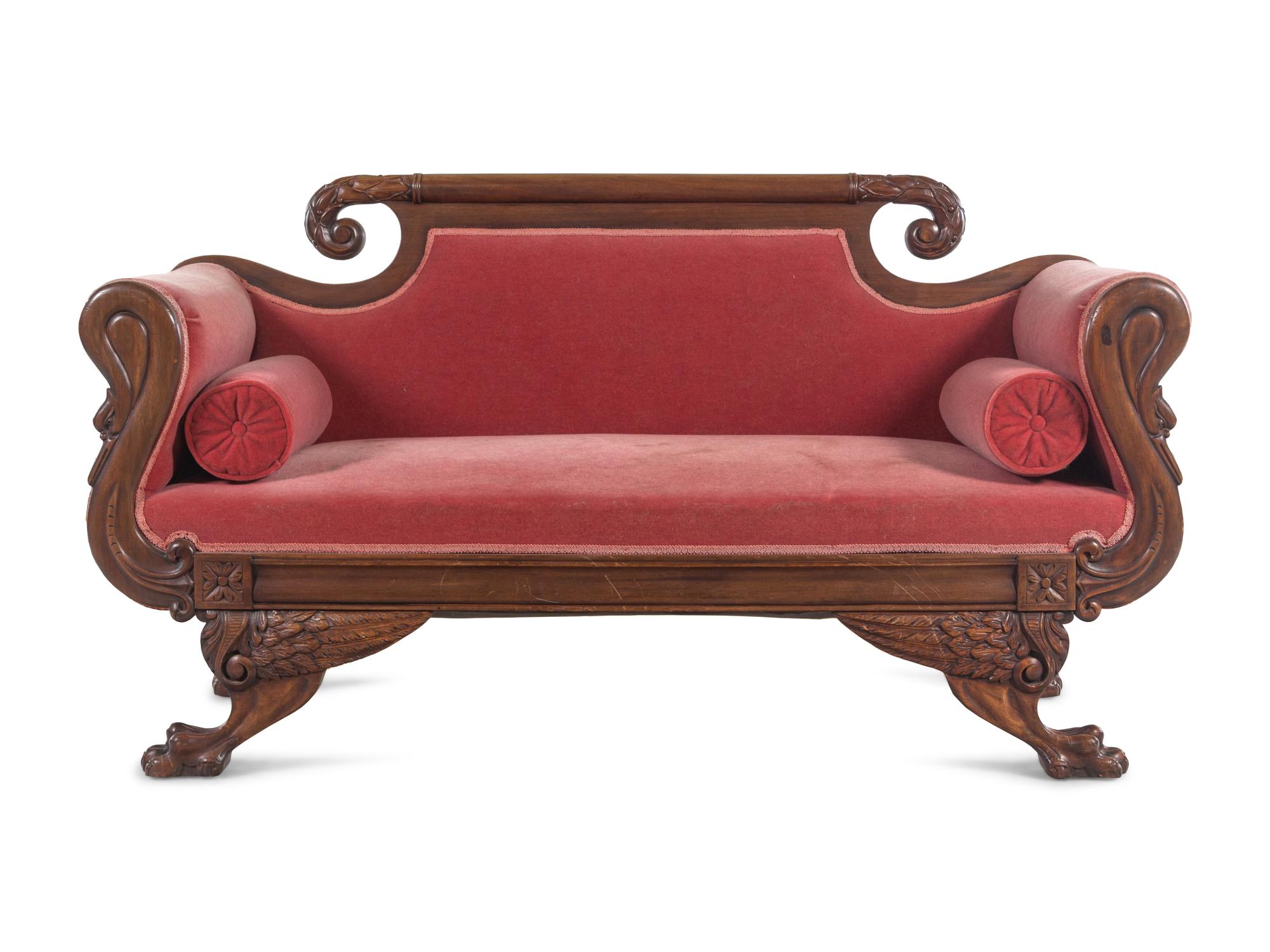 A Classical Style Carved Mahogany Sofa