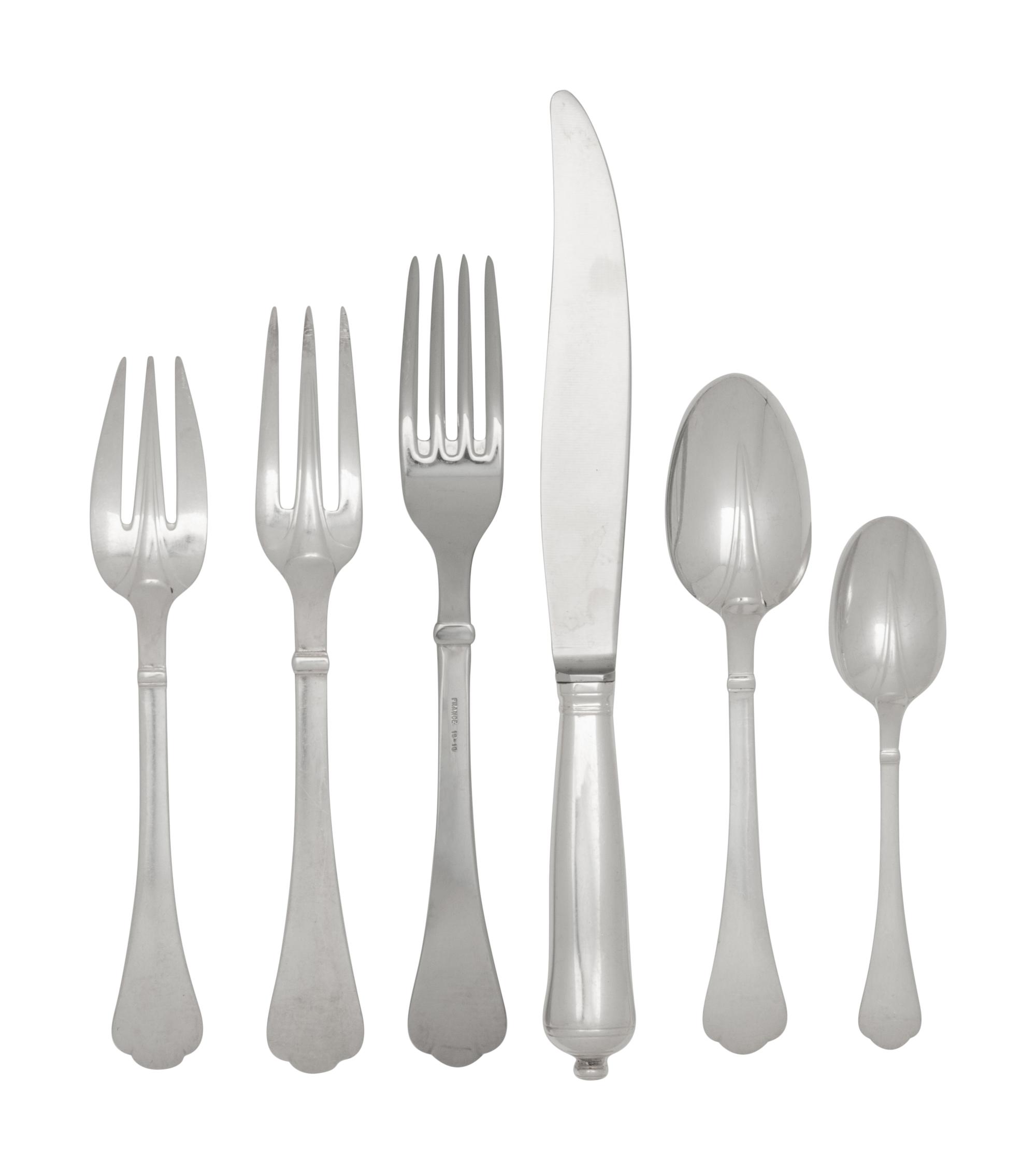 A Puiforcat Silver-Plate Flatware Service