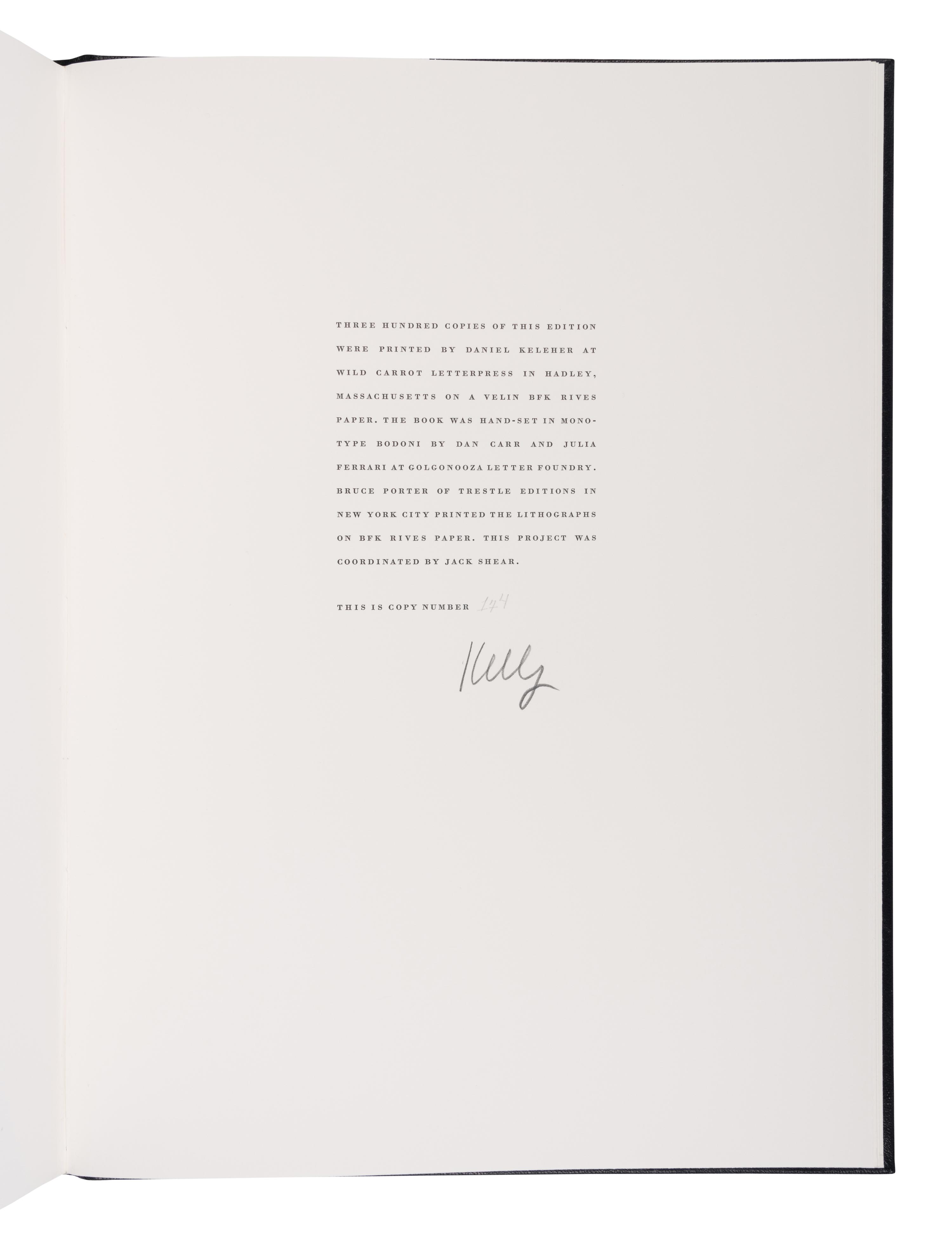 [LIMITED EDITIONS CLUB]. KELLY, Ellsworth (1923-2015), illustrator. -- MALLARME, Stephane (1842-1898). A Un Coup de Dés n'Abolira Jamais le Hasard . [A Throw of the Dice Will Never Abolish Chance]. New York: The Limited Editions Club, 1992.