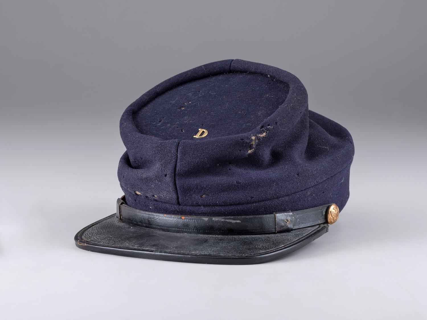 [CIVIL WAR] Private-purchase kepi and painted tintype, identified to Henry McCuen, Company D, 14th NY Heavy Artillery.
