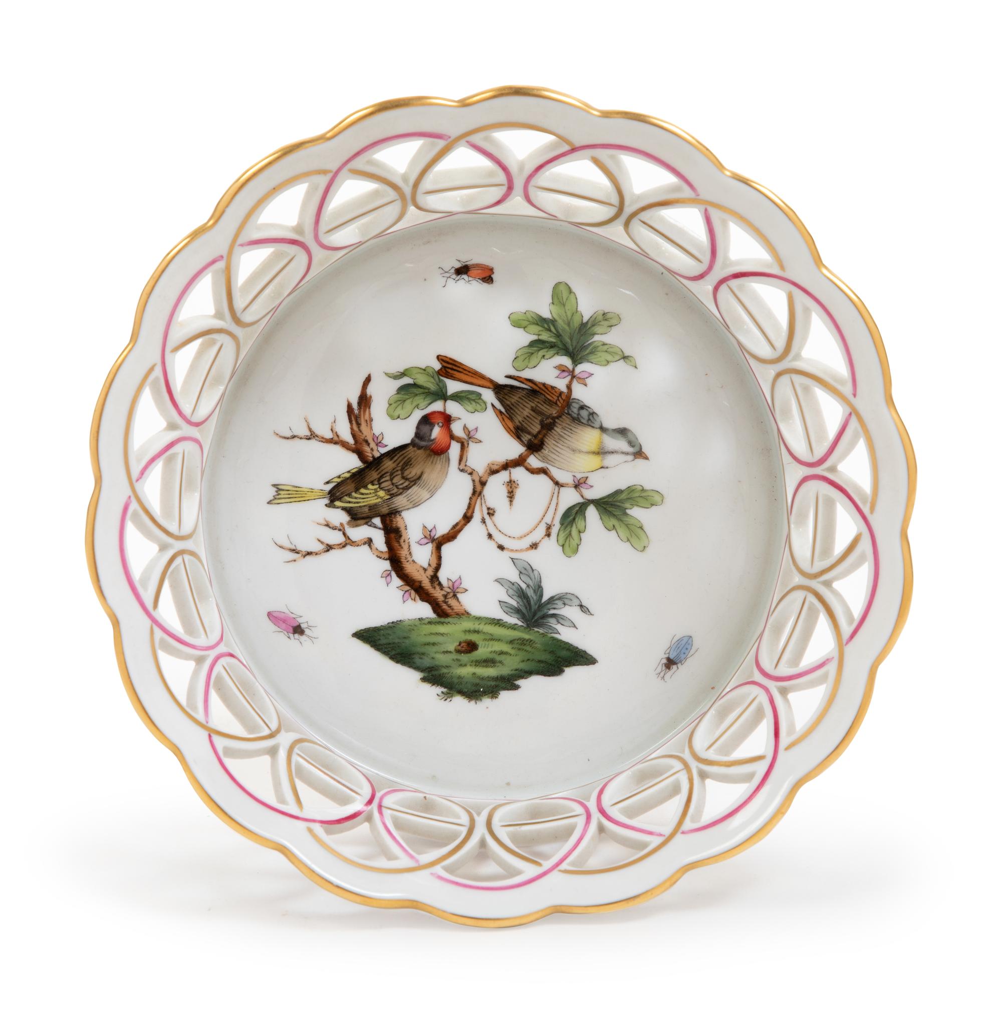 A Herend Porcelain Reticulated Basket