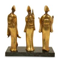 Three Japanese Brass Figures of Odori Dancers