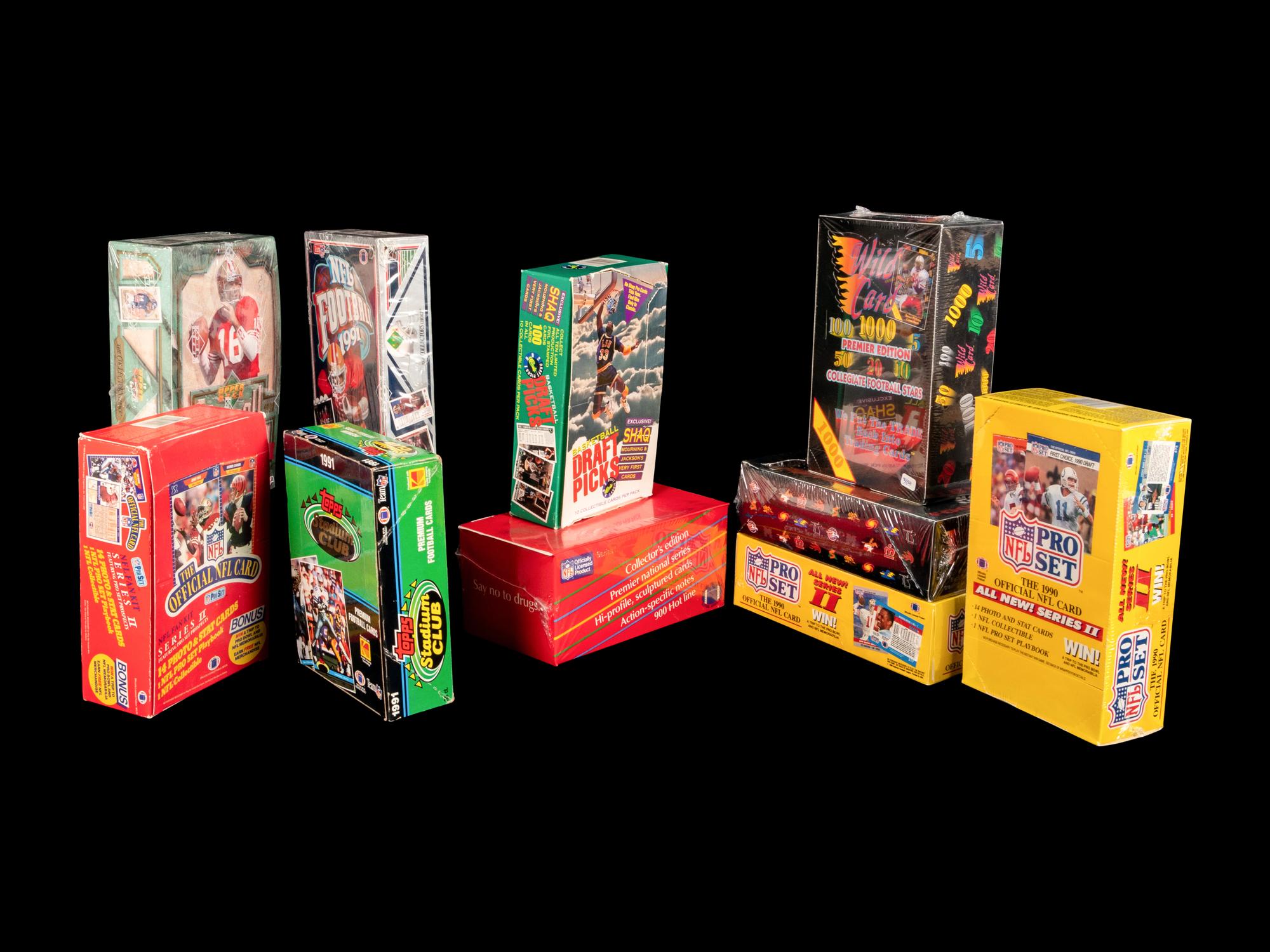 A Large Group of Assorted 1990s Basketball and Football Cards Including Unopened Material and Complete Sets,