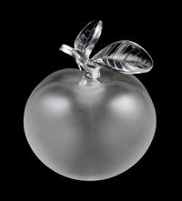 A Lalique Molded and Frosted Glass Perfume Bottle Height 5 1/2 inches.