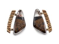 Sterling Silver Post Earring, with 14K Gold Accetns and Inlay