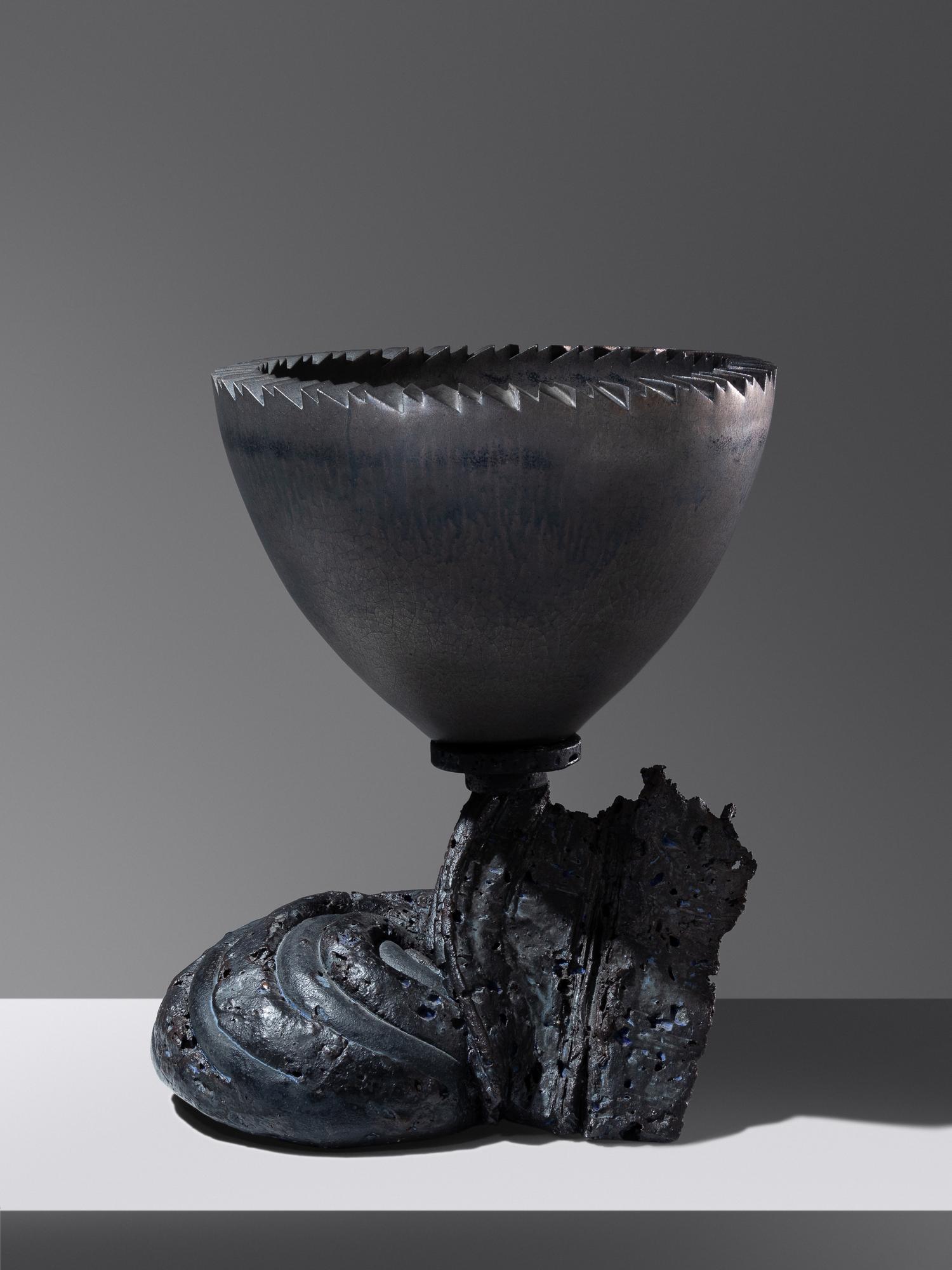 'Untitled' Mortar Bowl with Stand (Platinum Blue Mist), 1987