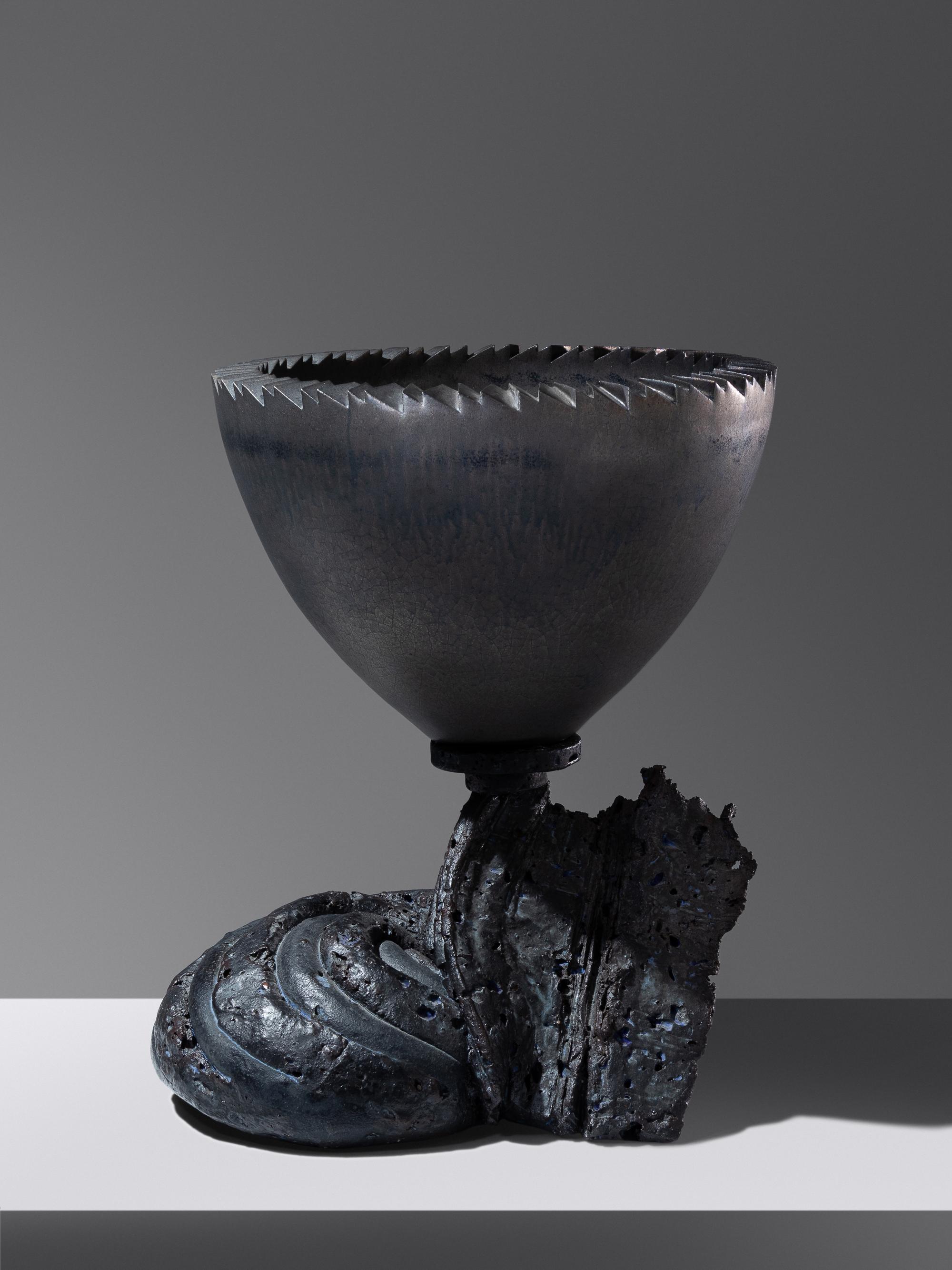'Untitled' Mortar Bowl with Stand (Platinum Blue Mist), 1987