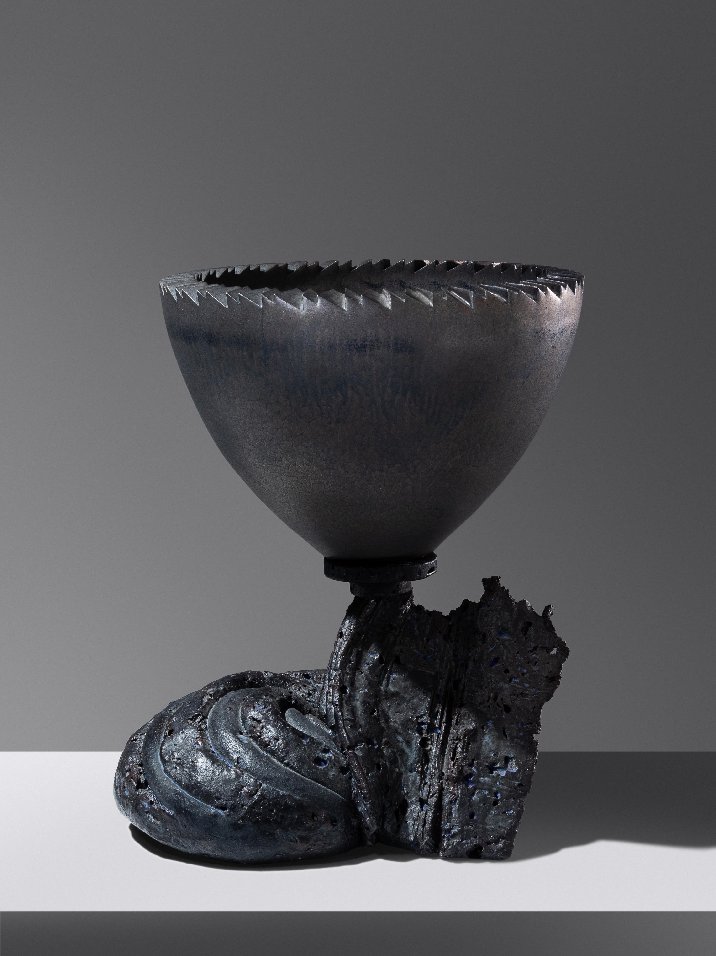 'Untitled' Mortar Bowl with Stand (Platinum Blue Mist), 1987
