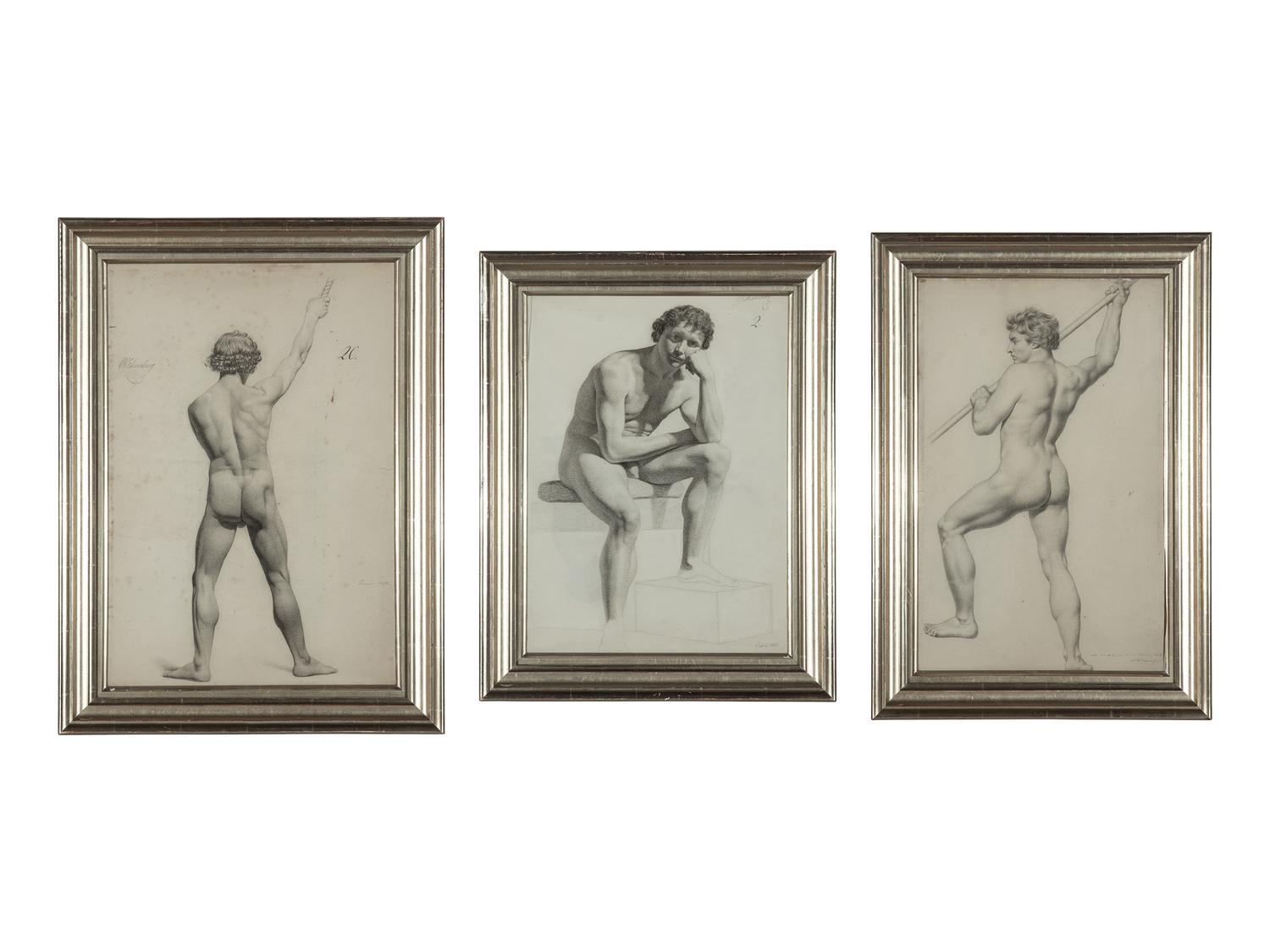 A Group of Three Male Nudes , 1824-1830