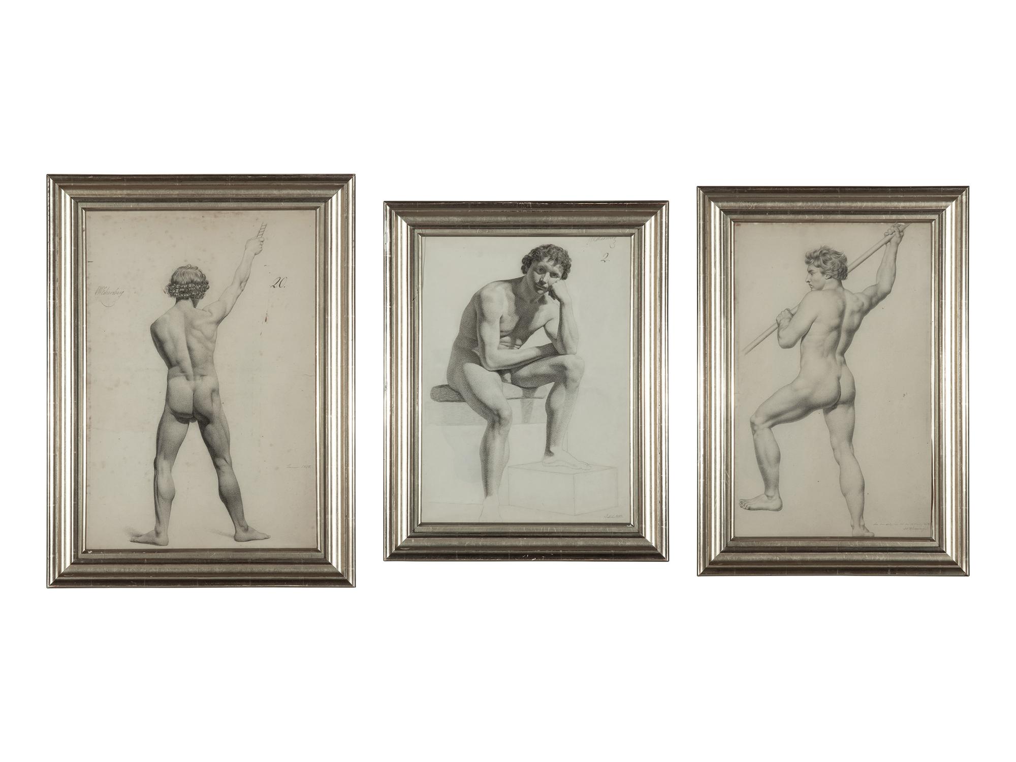 A Group of Three Male Nudes , 1824-1830