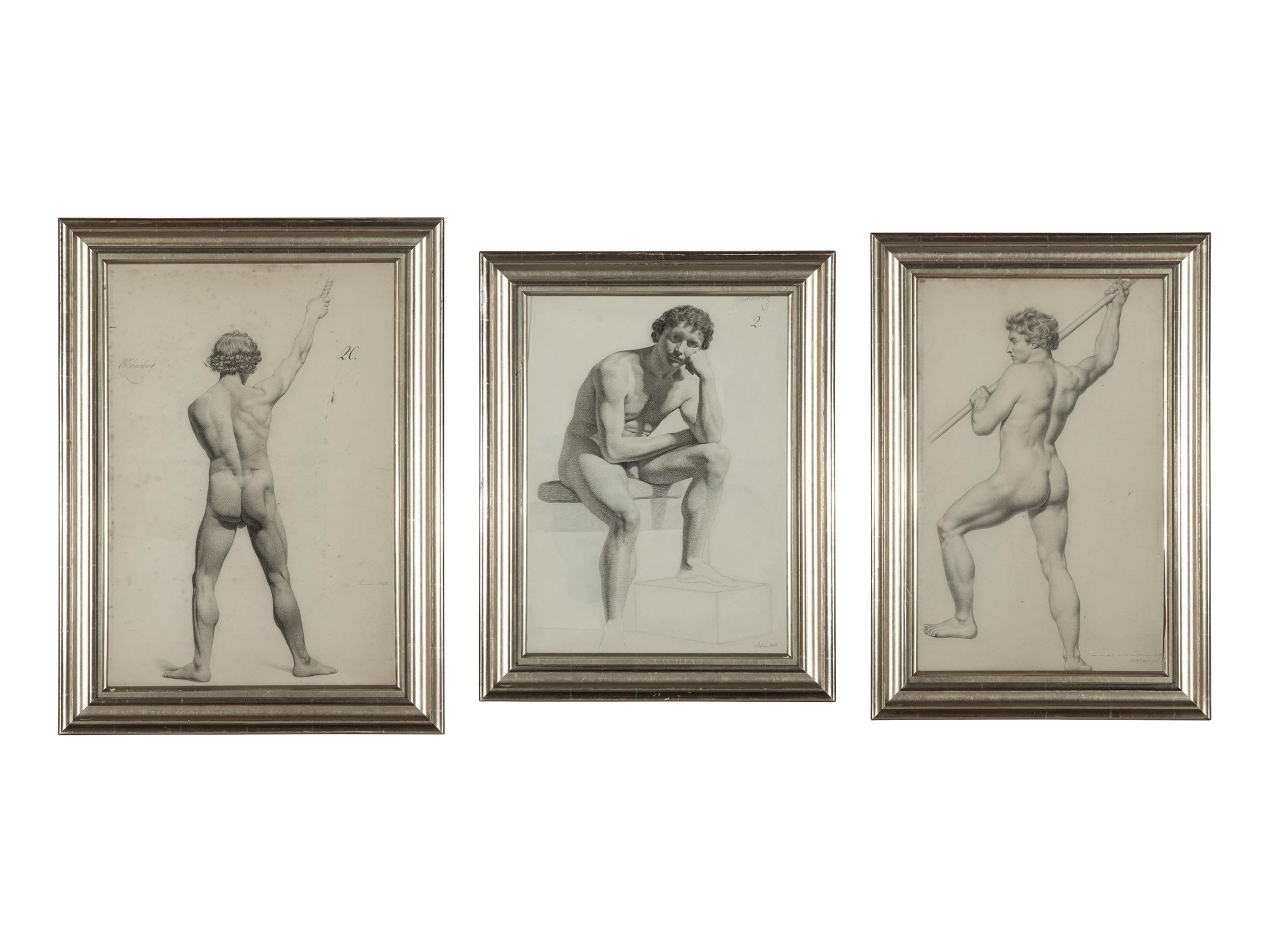 A Group of Three Male Nudes , 1824-1830