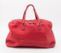 A Fendi Red Leather Selleria Tote Bag, 18" x 12" x 4"; Handle drop: 6".