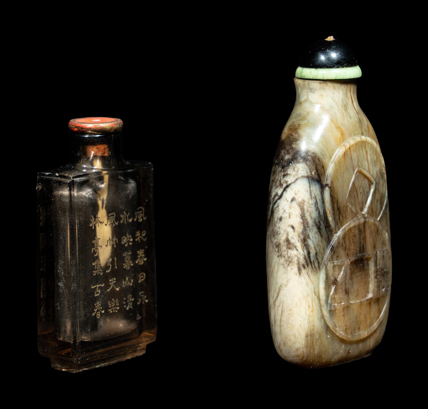 Two Chinese Precious Hardstone Snuff Bottles