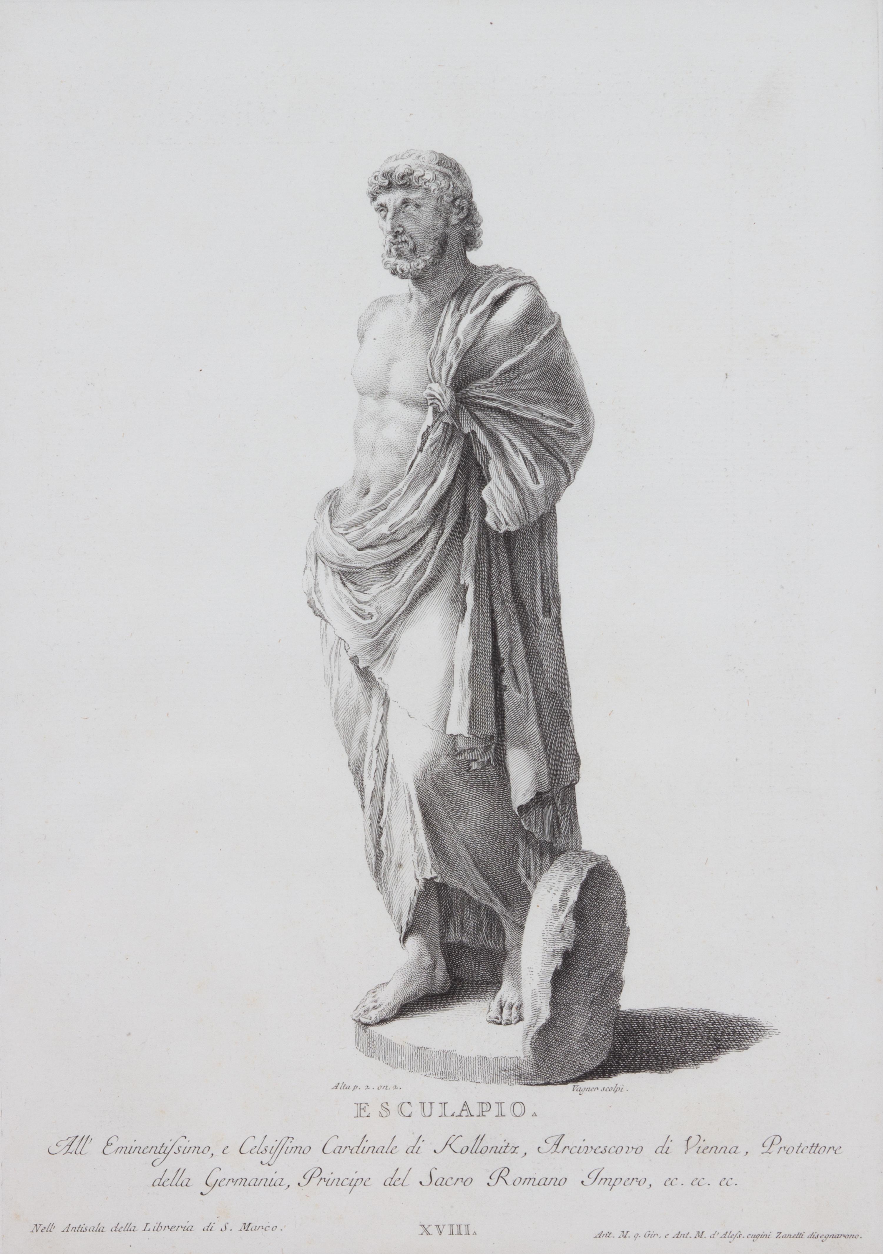 A Group of Four Zanetti Greek Statue Engravings Image area 16 x 11 1/2 inches. — 19TH CENTURY