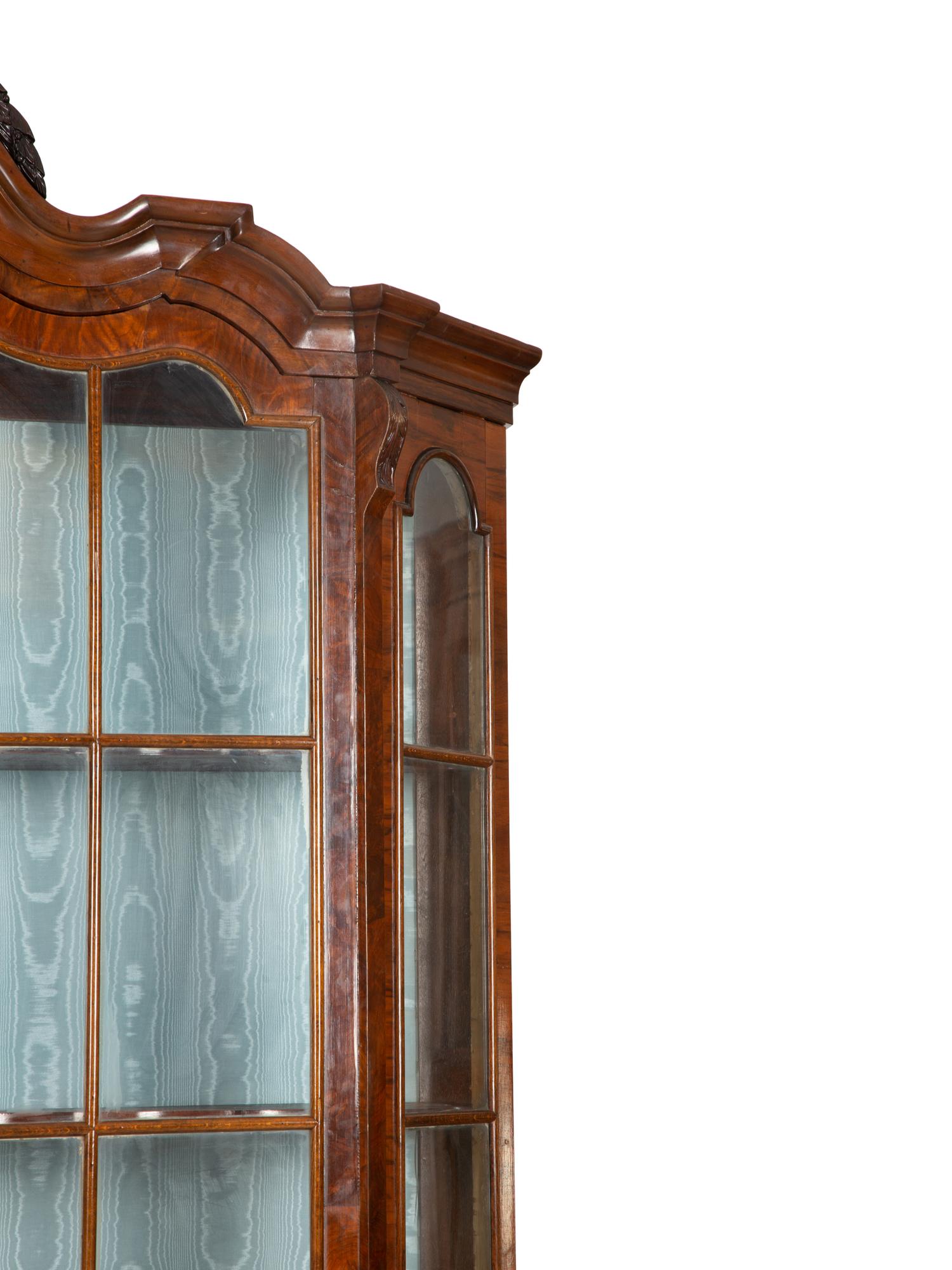 A Dutch Part Ebonized Walnut Bookcase or Vitrine Cabinet