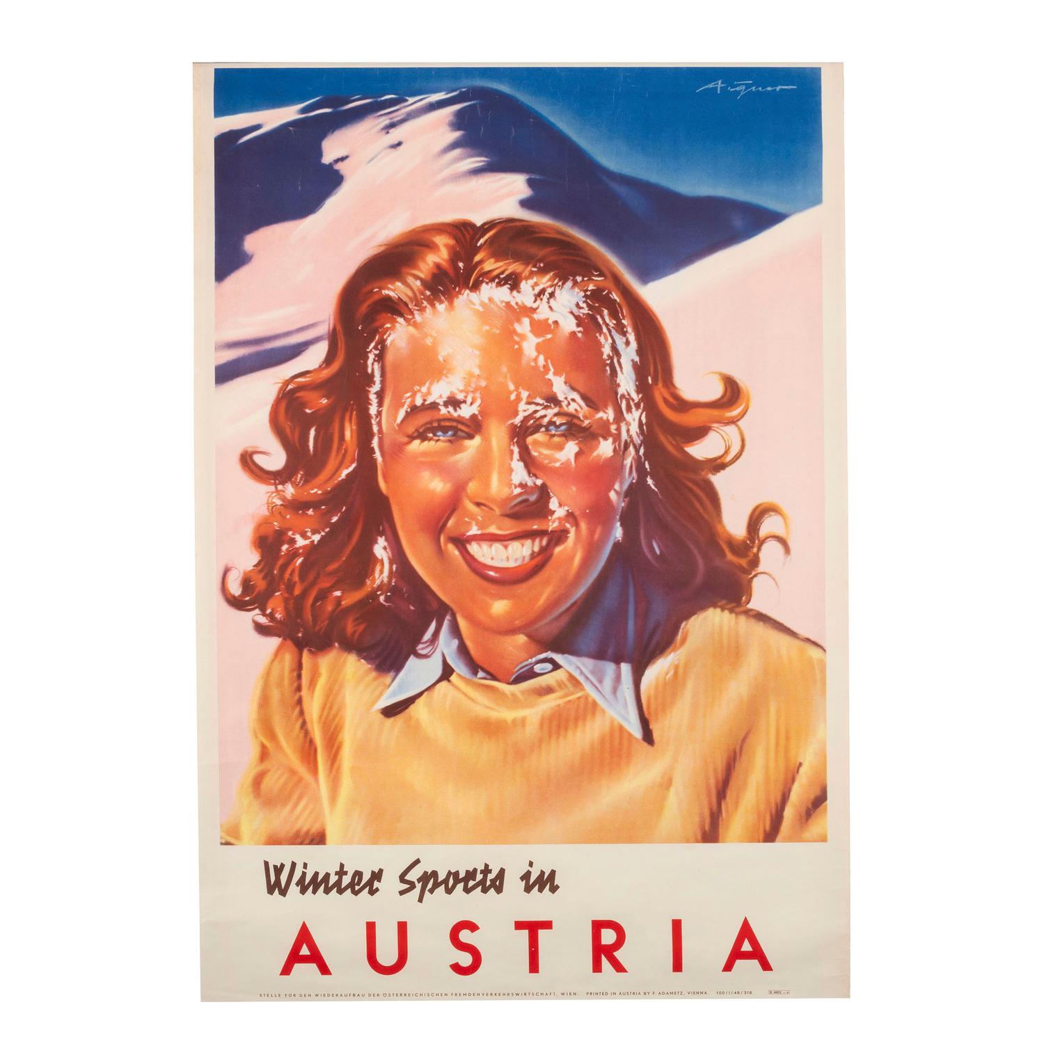 [TRAVEL POSTERS]. Winter Sports in Austria . Vienna: F. Adametz, [ca 1950s].