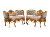 A Pair of Louis XV Style Giltwood Settees
