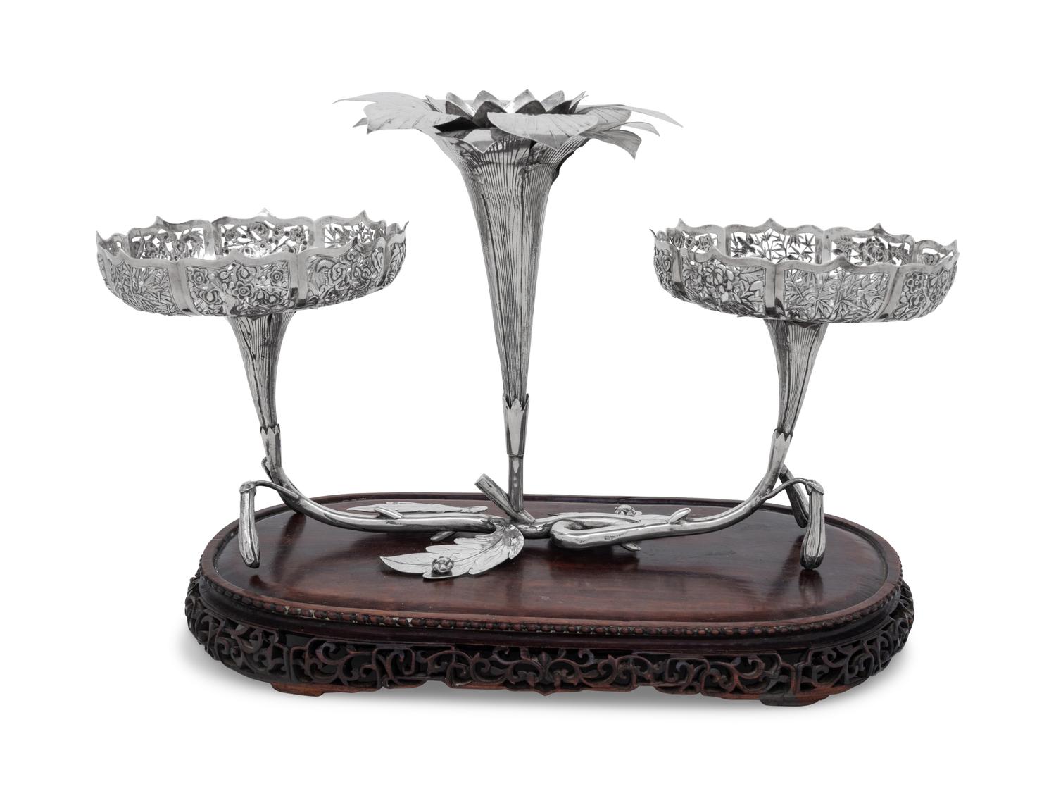 A Chinese Export Silver Epergne