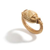 An Egyptian Gold and Steatite Scarab Swivel Ring