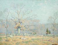 Landscape with Tree and Stone Wall