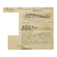 [Americana] [Declaration of Independence] McKean, Thomas. Group of 2 partially-printed documents, signed