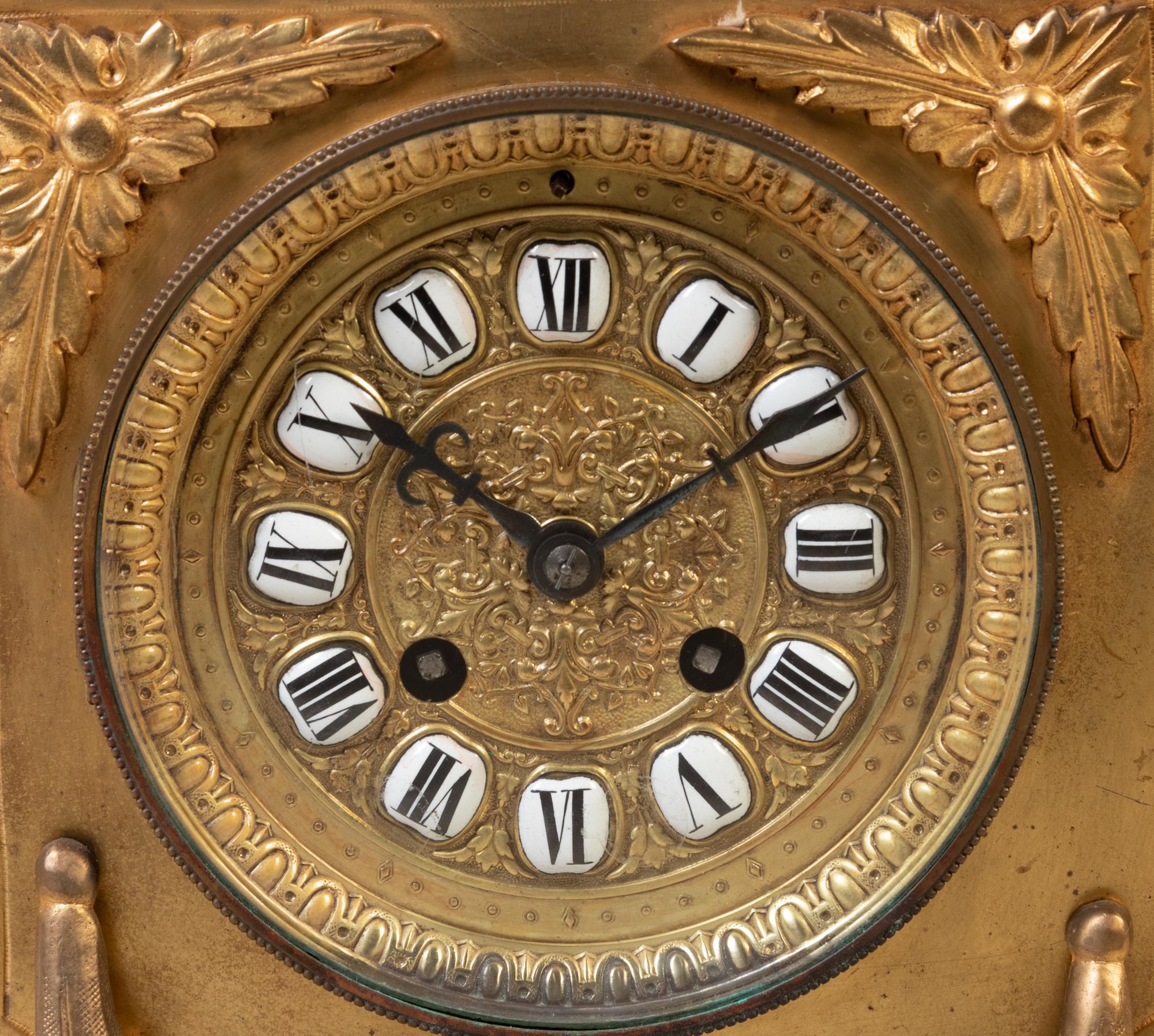 A Louis XVI Style Gilt Bronze Mantel Clock
