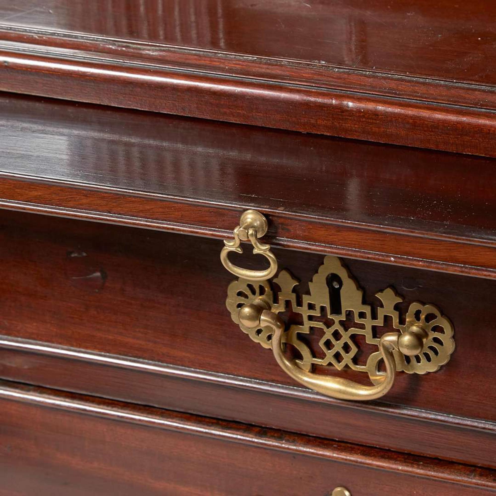 A George III mahogany step-back secretary bookcase late 18th century