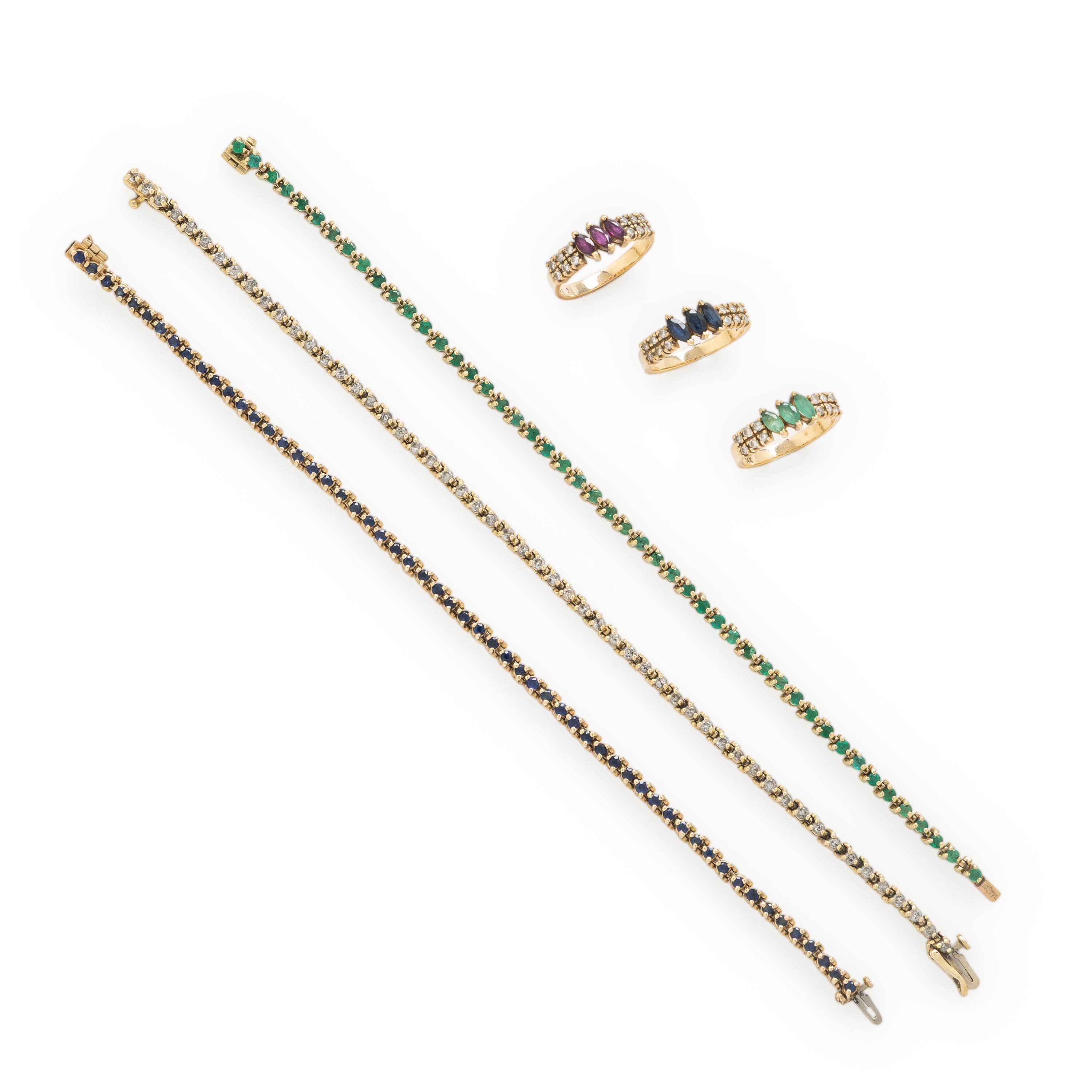 Collection of Multigem and Yellow Gold Jewelry
