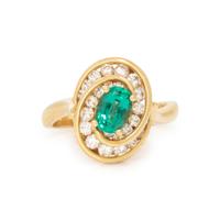 YELLOW GOLD, EMERALD AND DIAMOND RING