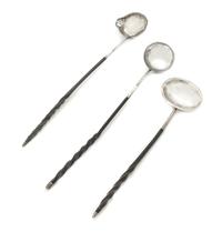 A George III Silver and Baleen Toddy Ladle, Maker's Mark Obscured, London, 1799, together with two unmarked examples; 3 items total.