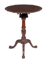 A Mahogany Pie Crust Bird Cage Tilt Top Table