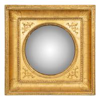 A French Gilt Gesso and Giltwood Framed Convex Mirror