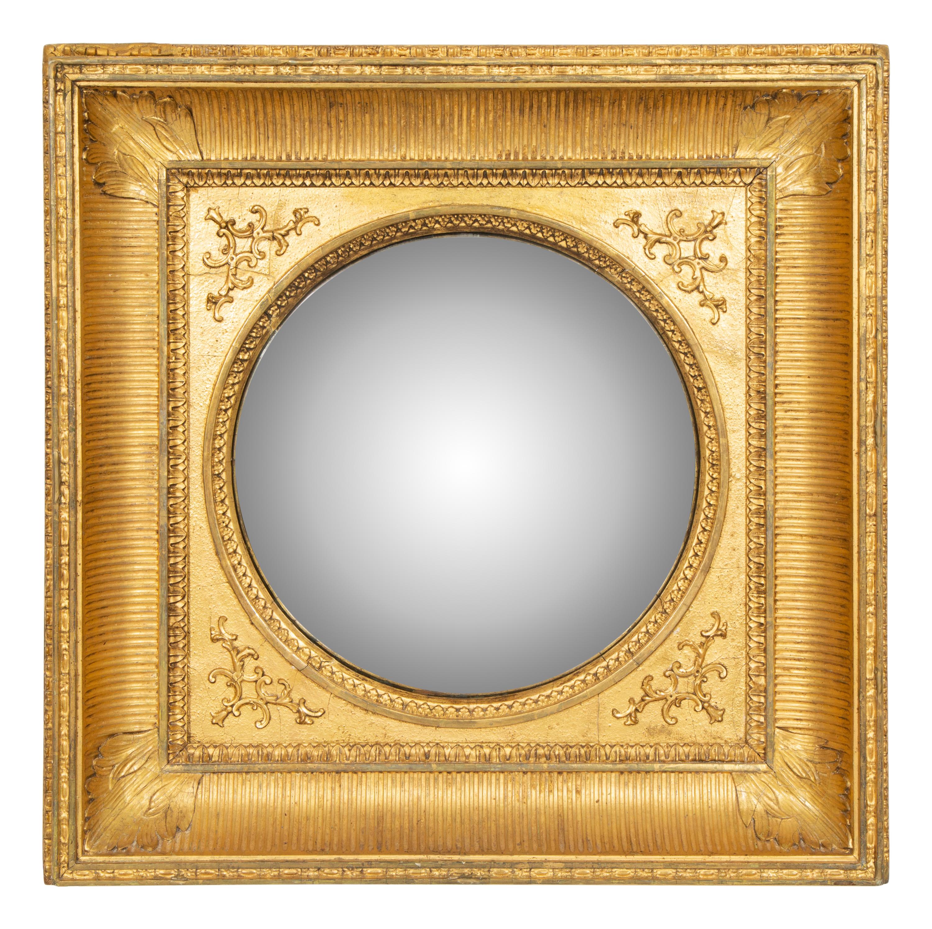 A French Gilt Gesso and Giltwood Framed Convex Mirror