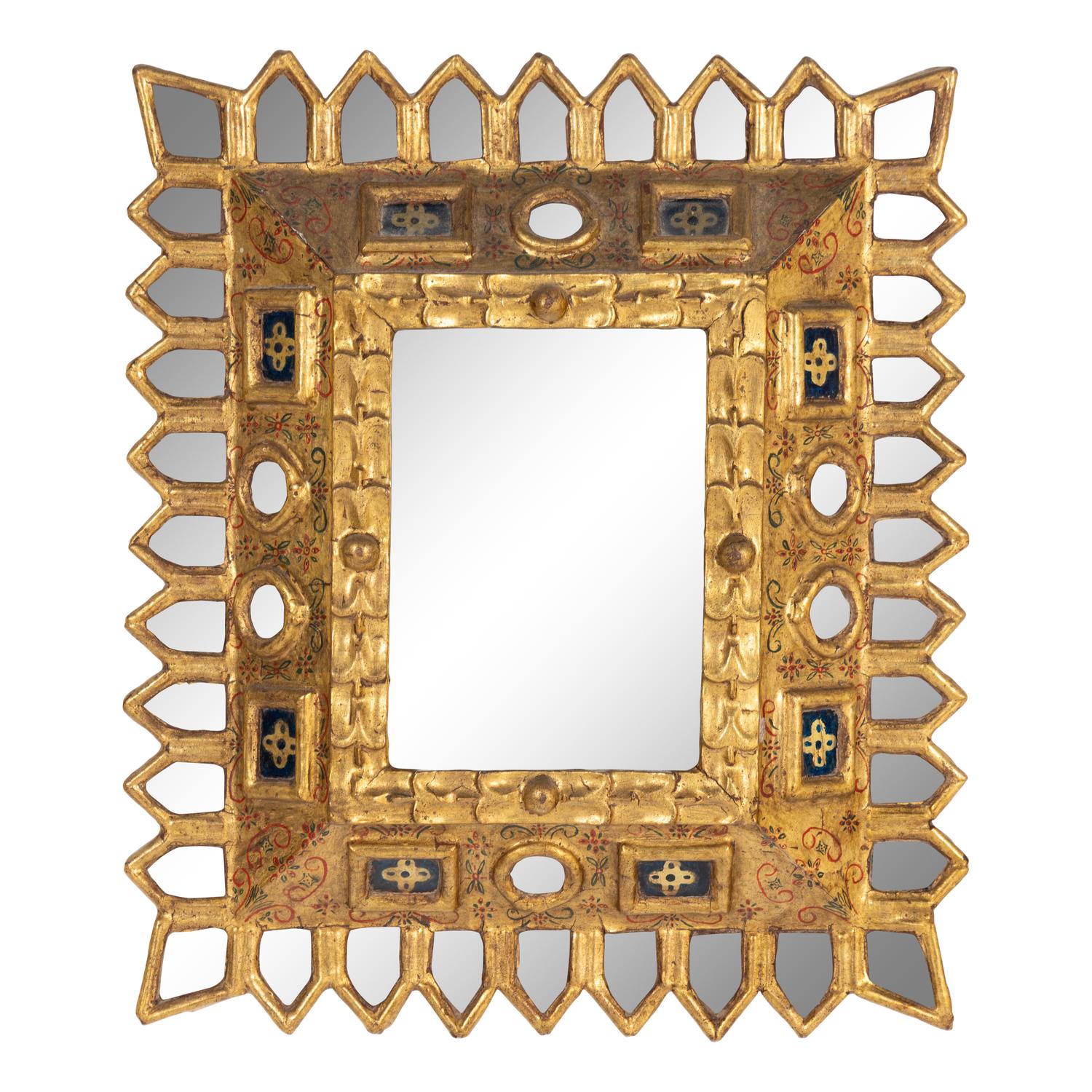 A Spanish Baroque Style Giltwood Mirror