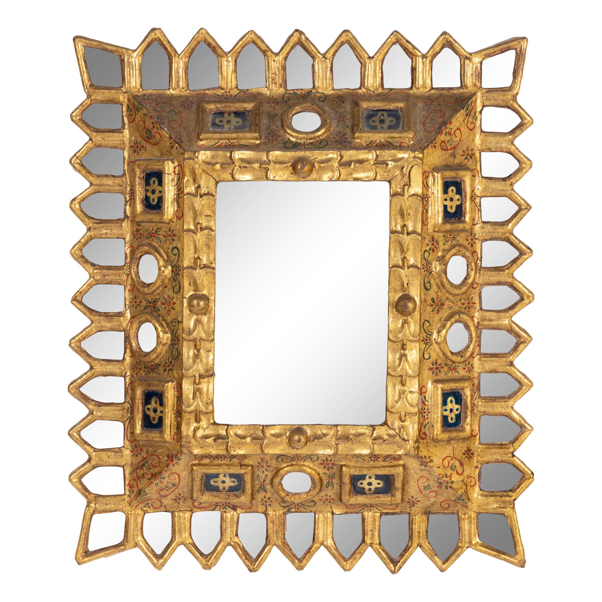 A Spanish Baroque Style Giltwood Mirror