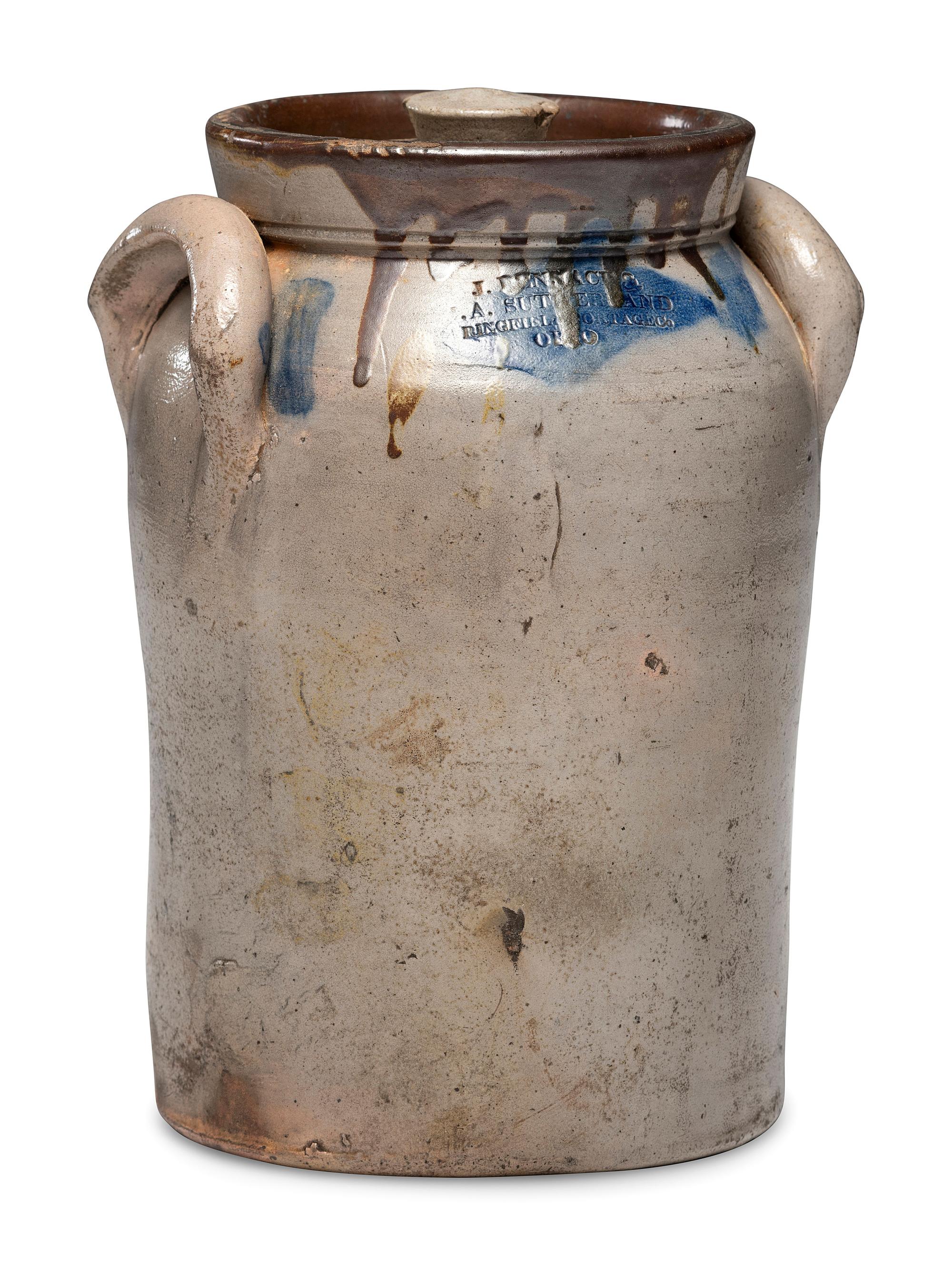 A J. Bennage and J. A. Sutherland One-Gallon Lidded Stoneware Jar