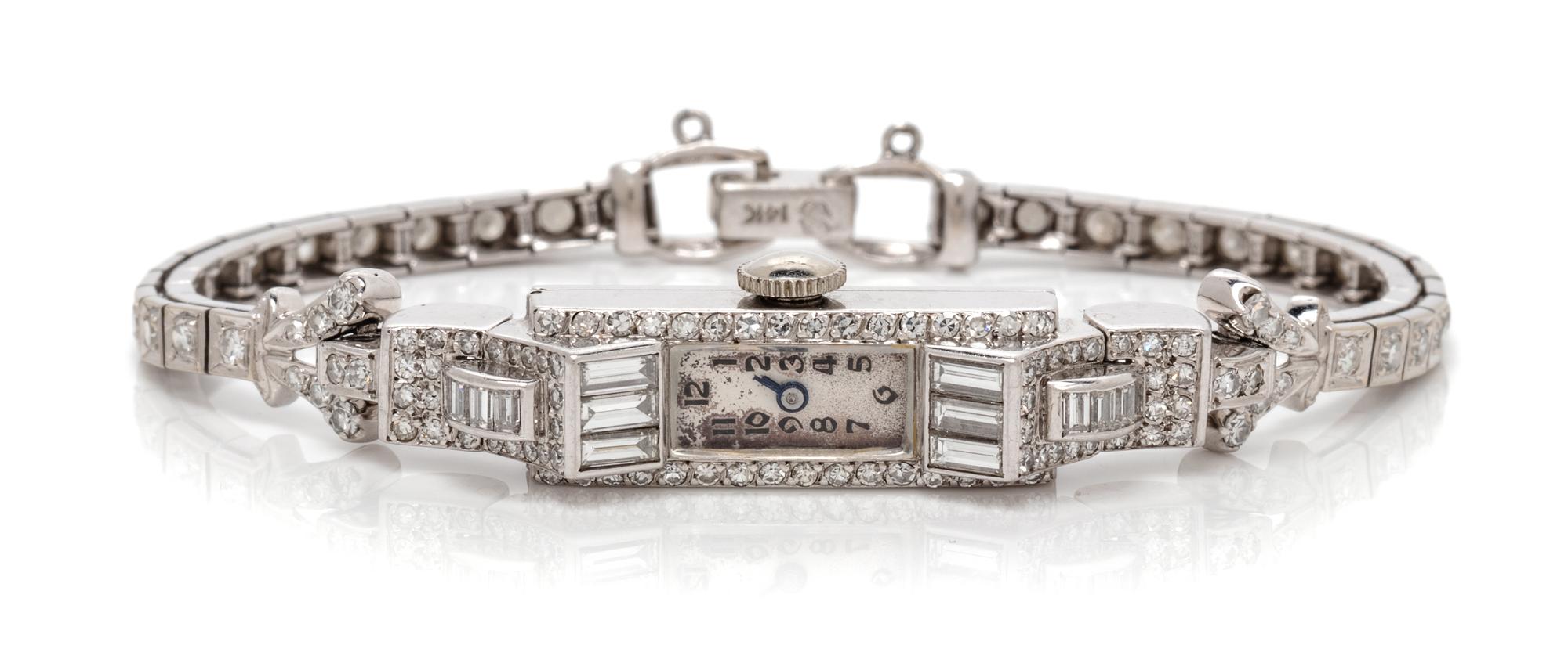 A Vintage Platinum and Diamond Wristwatch, 14.00 dwts.