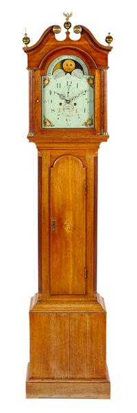 A George III Oak Tall Case Clock Height 88 1/2 inches. — ABRAHAM SHAW, BILLINGBOROUGH, CIRCA 1810