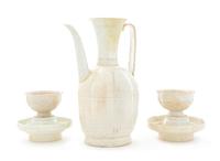 Three Dingyao White Glazed Porcelain Articles Height of tallest 9 1/2 inches.