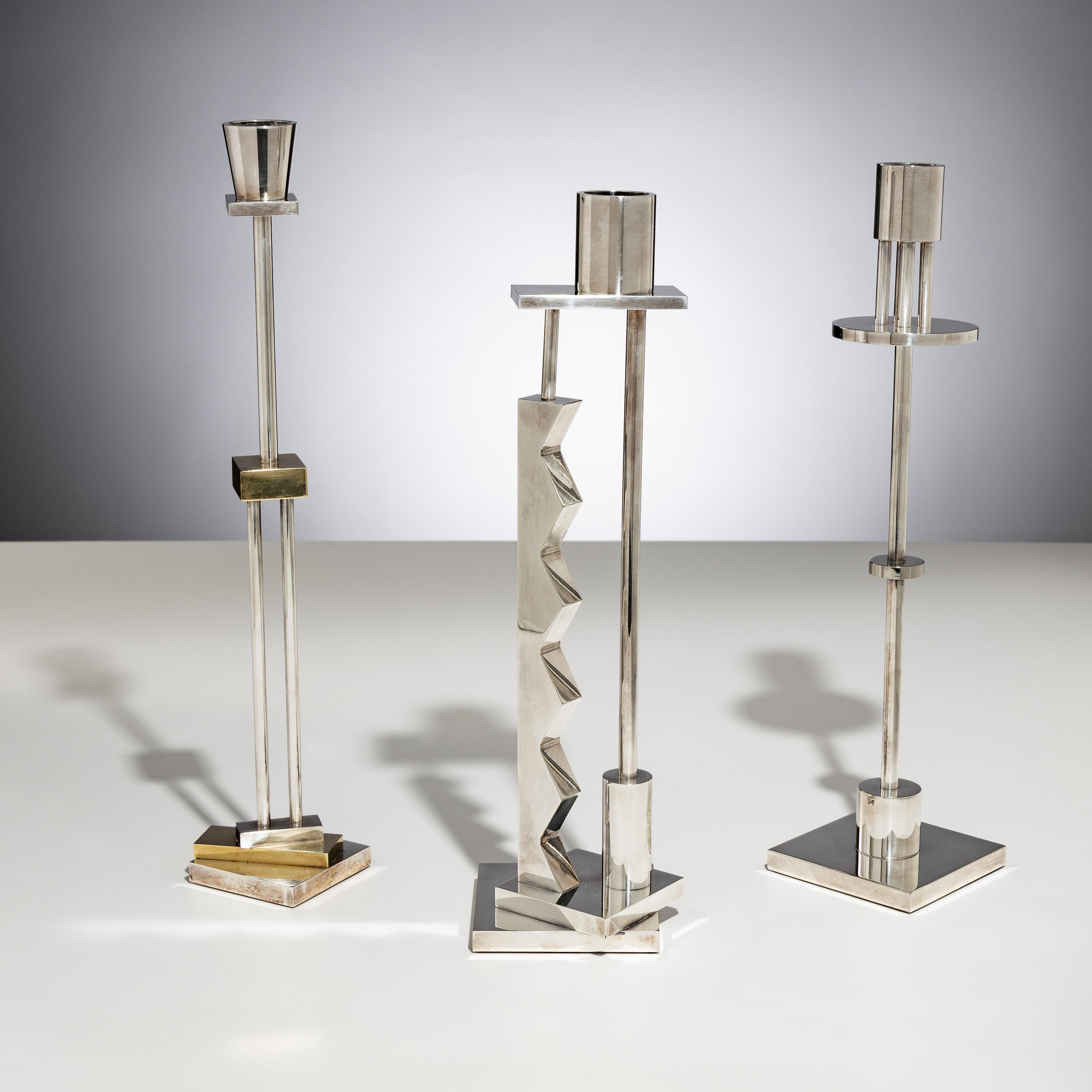 Ettore Sottsass (Italian, 1917–2007) — Candlestick Trio, c. 1985 for Swid Powell