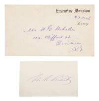 GRANT, Ulysses S. (1822-1885). Card signed ("U.S. Grant"). [ With: ] Executive Mansion cover.