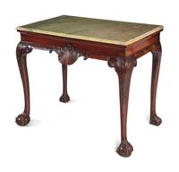 A George II Carved Mahogany Marble-Top Pier Table