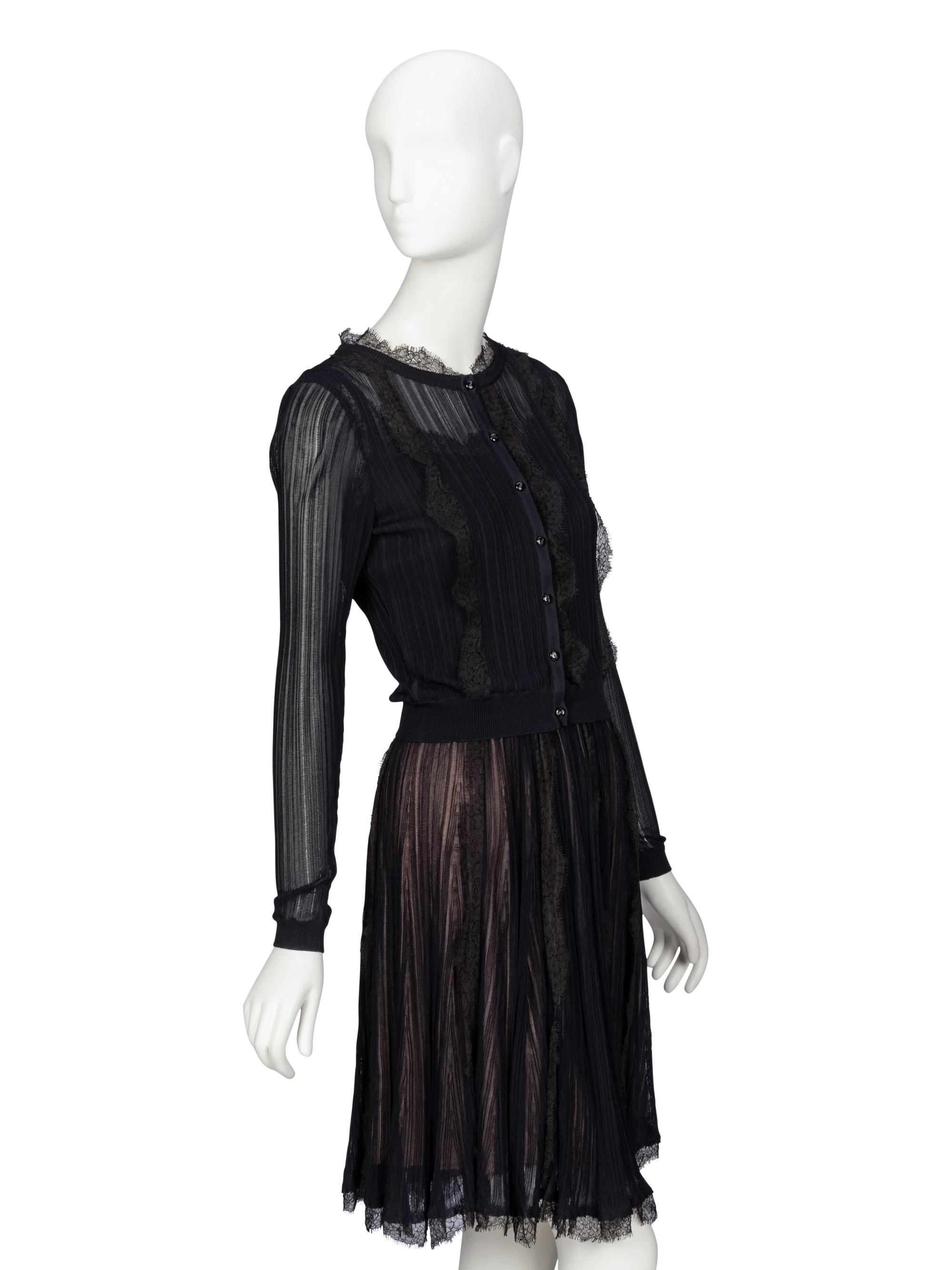 Christian Dior by John Galliano , Lace-Trim Knit Dress & Cardigan