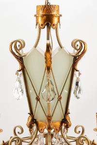 An Italian Painted Iron and Tôle Twelve-Light Chandelier