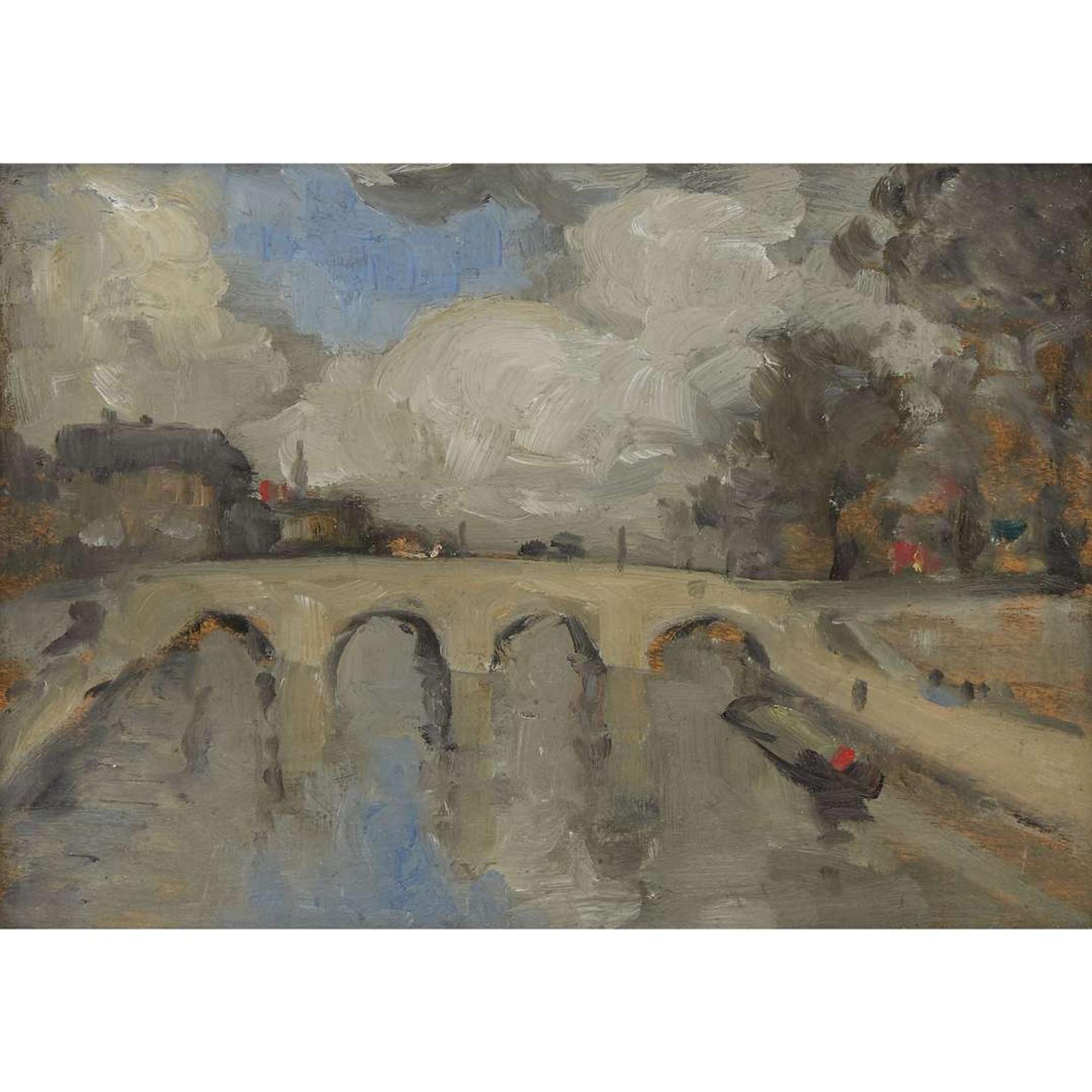 ROBERT HENRI (AMERICAN 1865–1929) "BRIDGE GRAY EFFECT" (SEINE, PARIS)