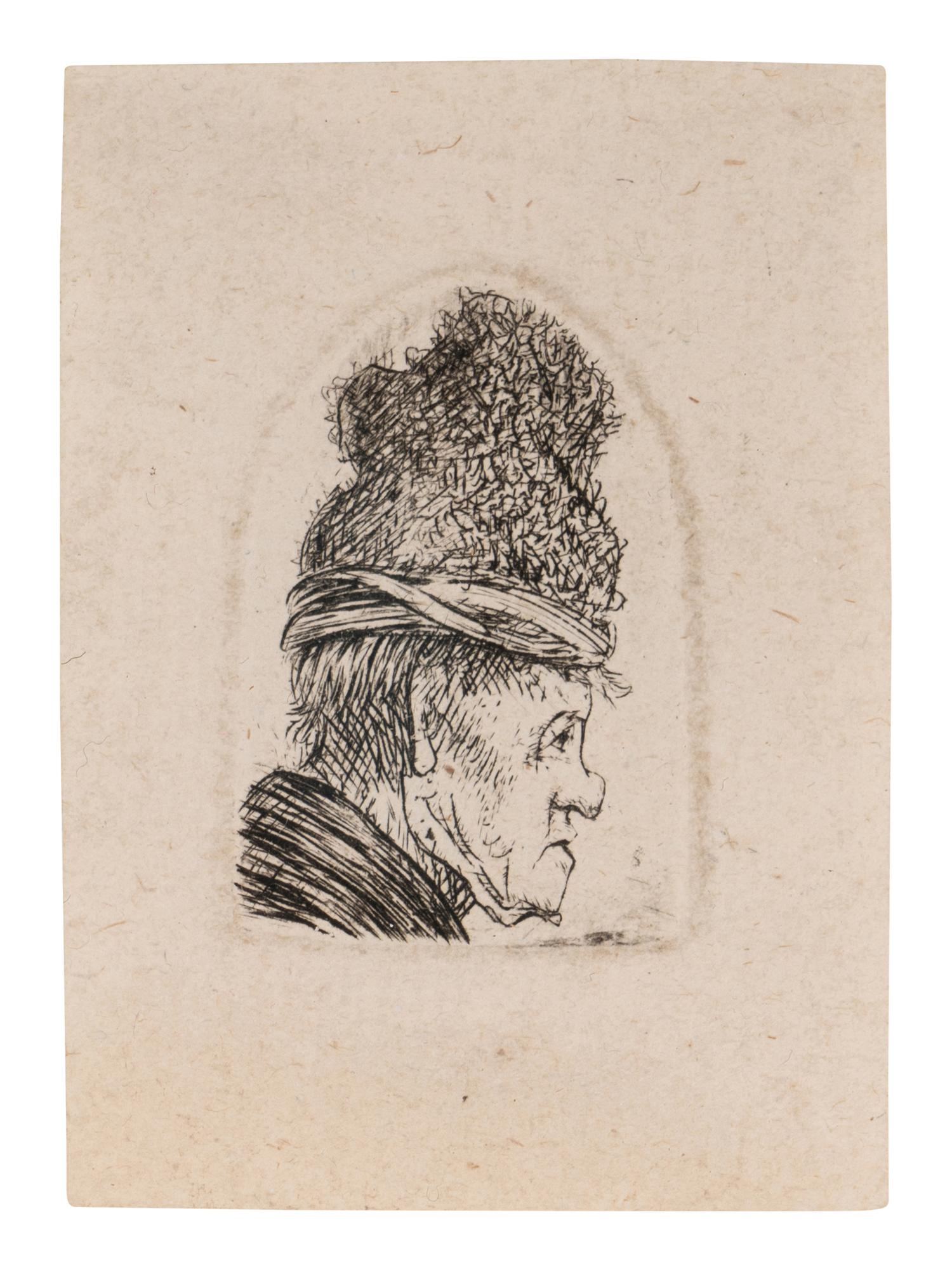 Grotesque Profile: Man in a High Cap