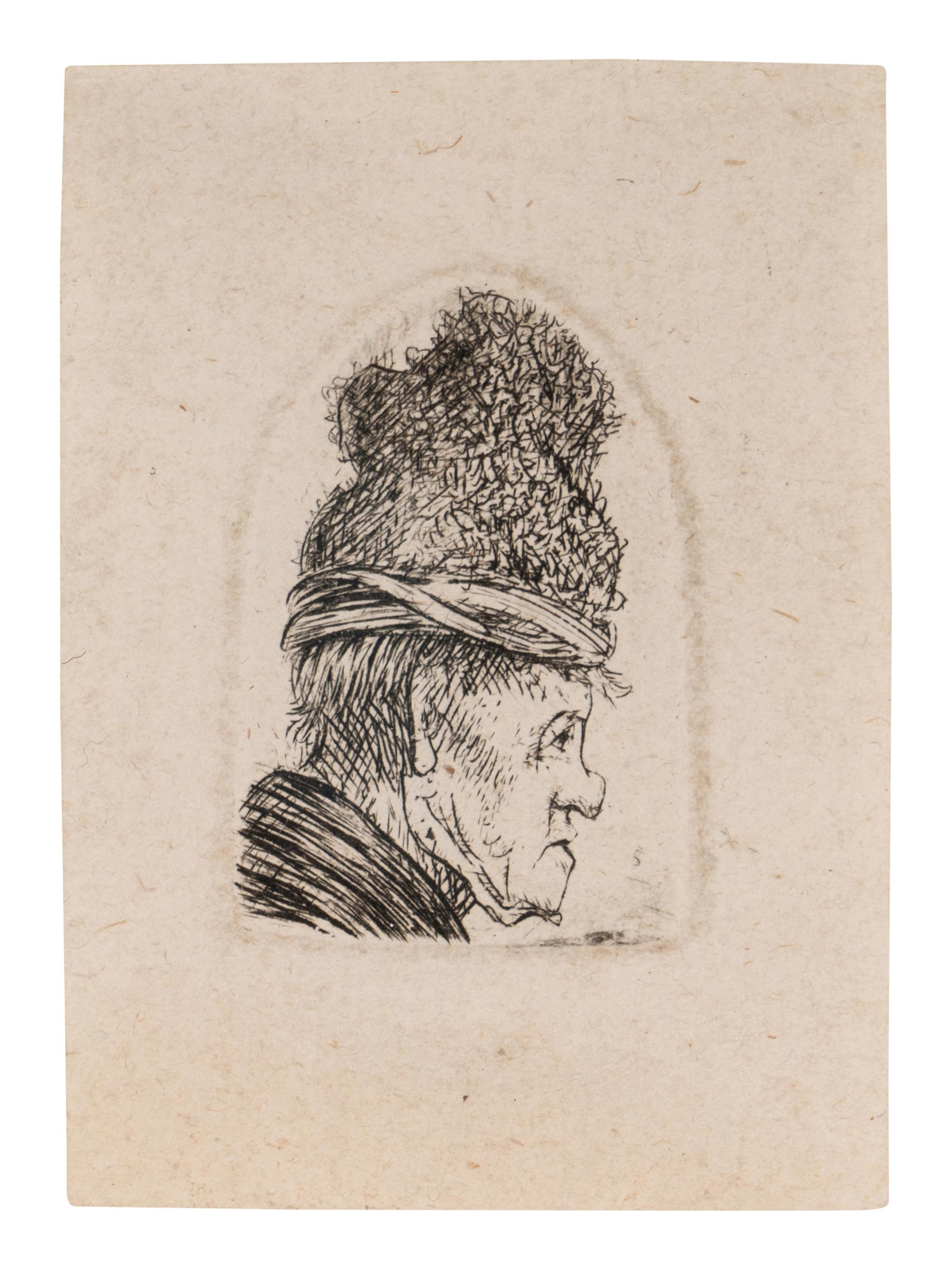 Grotesque Profile: Man in a High Cap