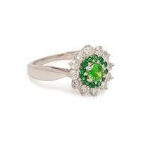 TSAVORITE GARNET AND DIAMOND RING