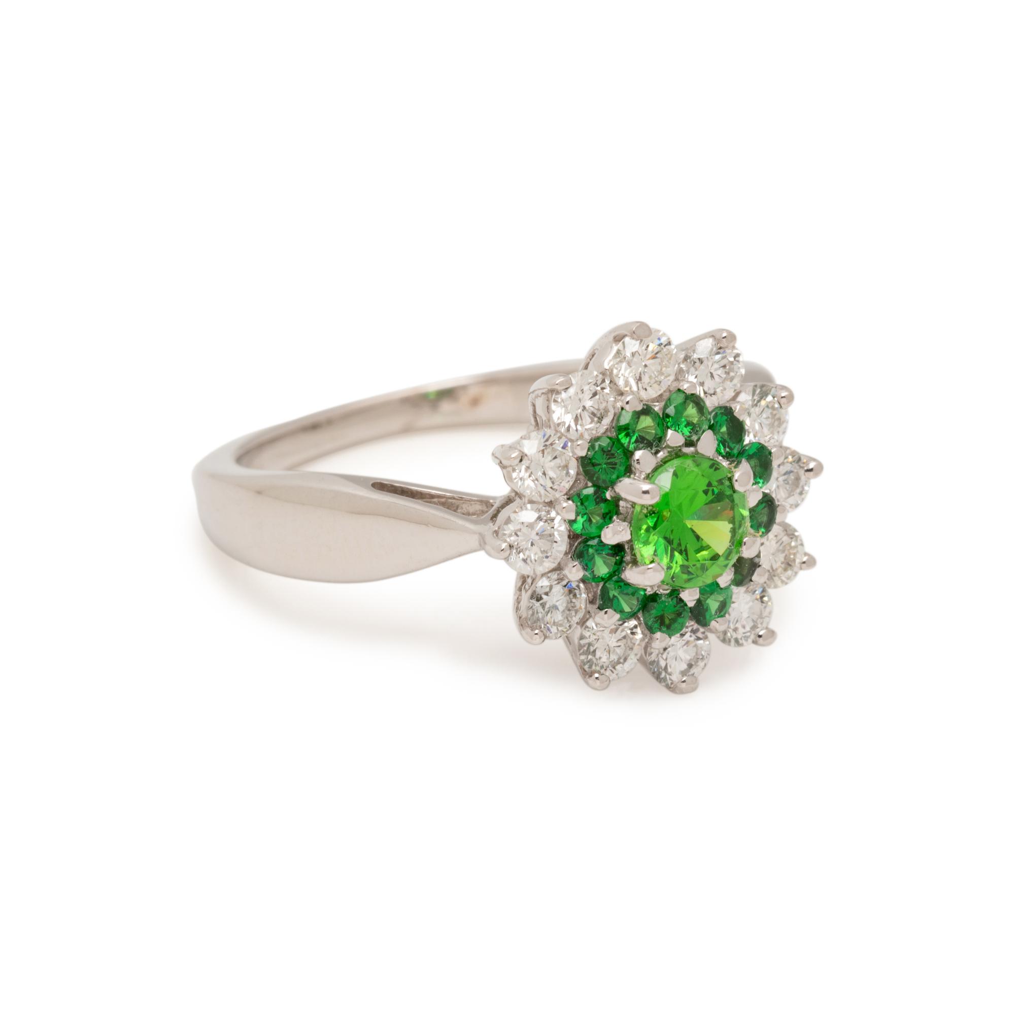 TSAVORITE GARNET AND DIAMOND RING